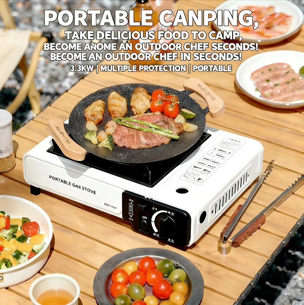 Home Cooking Meals - ポータブル屋外ガスストーブ、キャンプ、バーベキュー、ハイキング、裏庭での料理、家庭用に最適、防風リングは含まれていません
