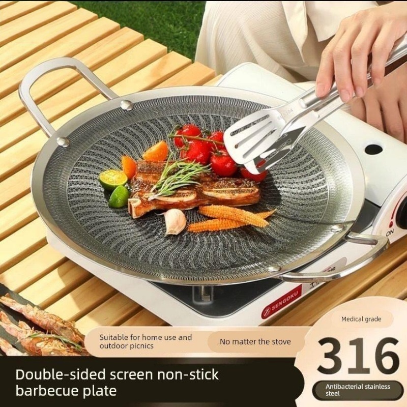 Home Cooking Meals - 316ステンレス鋼多機能調理BBQグリルパン、キャンプ、家庭用キッチン、ガスコンロ対応、IH調理器対応