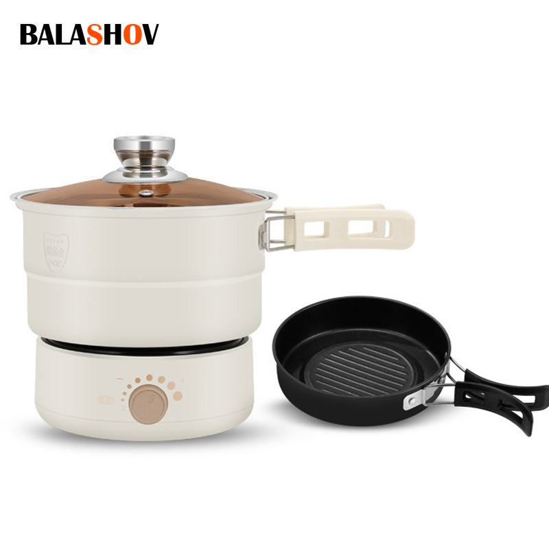 Home Cooking Meals - 110V/220V 電気調理器 ポータブル調理鍋 折りたたみ式ホットポット 1.6L マルチクッカー