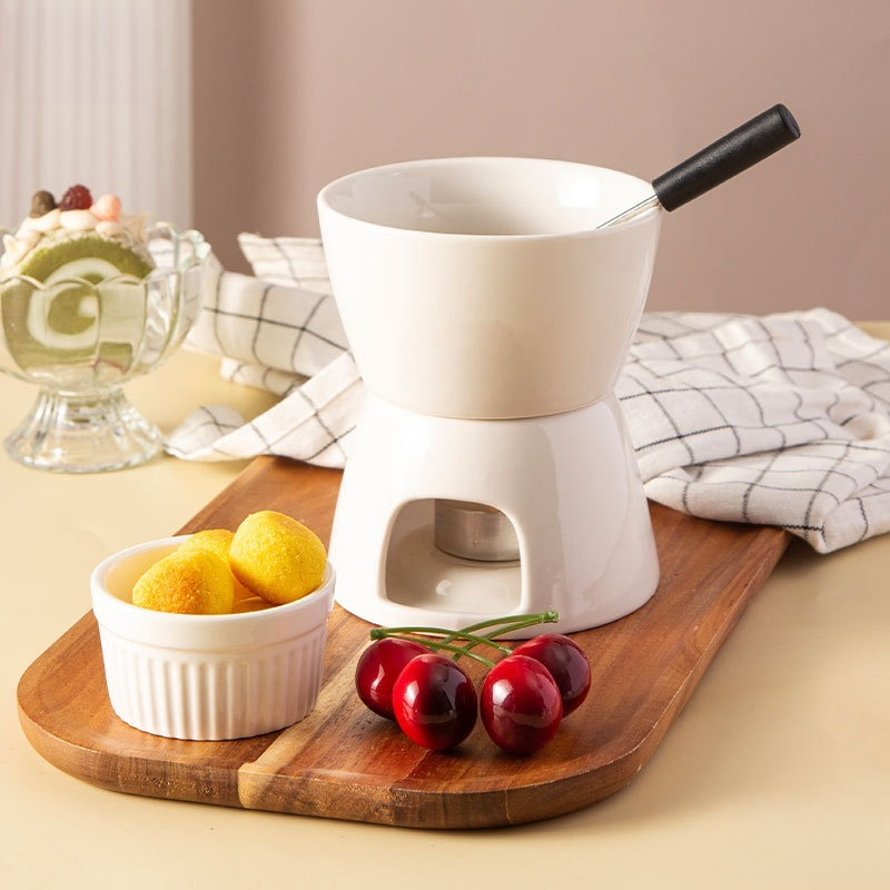 Fondue Pot Ceramic - 北欧風セラミックチョコレートフォンデュセット カスタムヨーロピアンスタイルボウル ユニバーサル加熱ポット