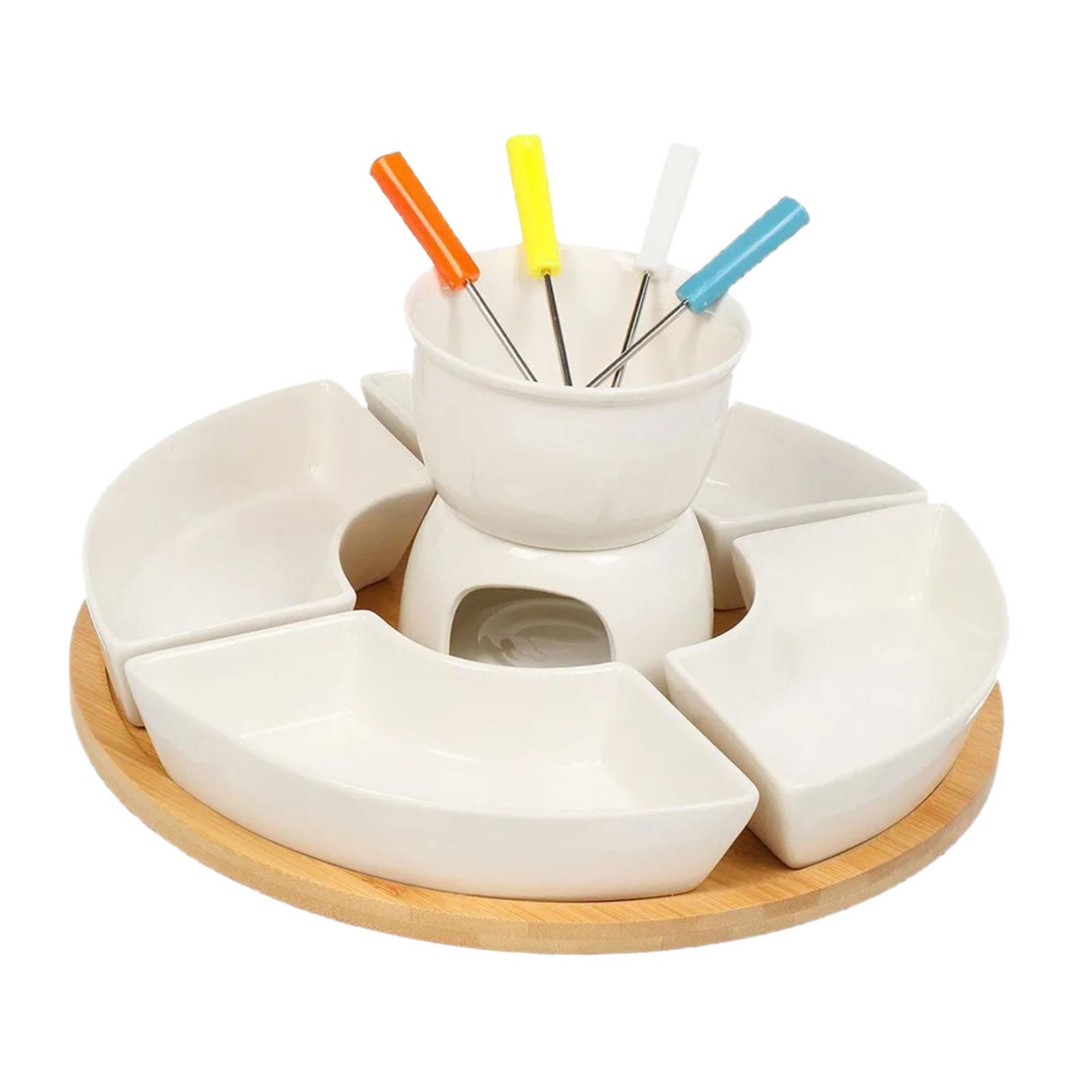 Fondue Pot Ceramic - フォンデュポット メルティングポットセット、バターヒーター ホームティーライトキャンドルフォンデュセット チーズ、バター、キャラメル用