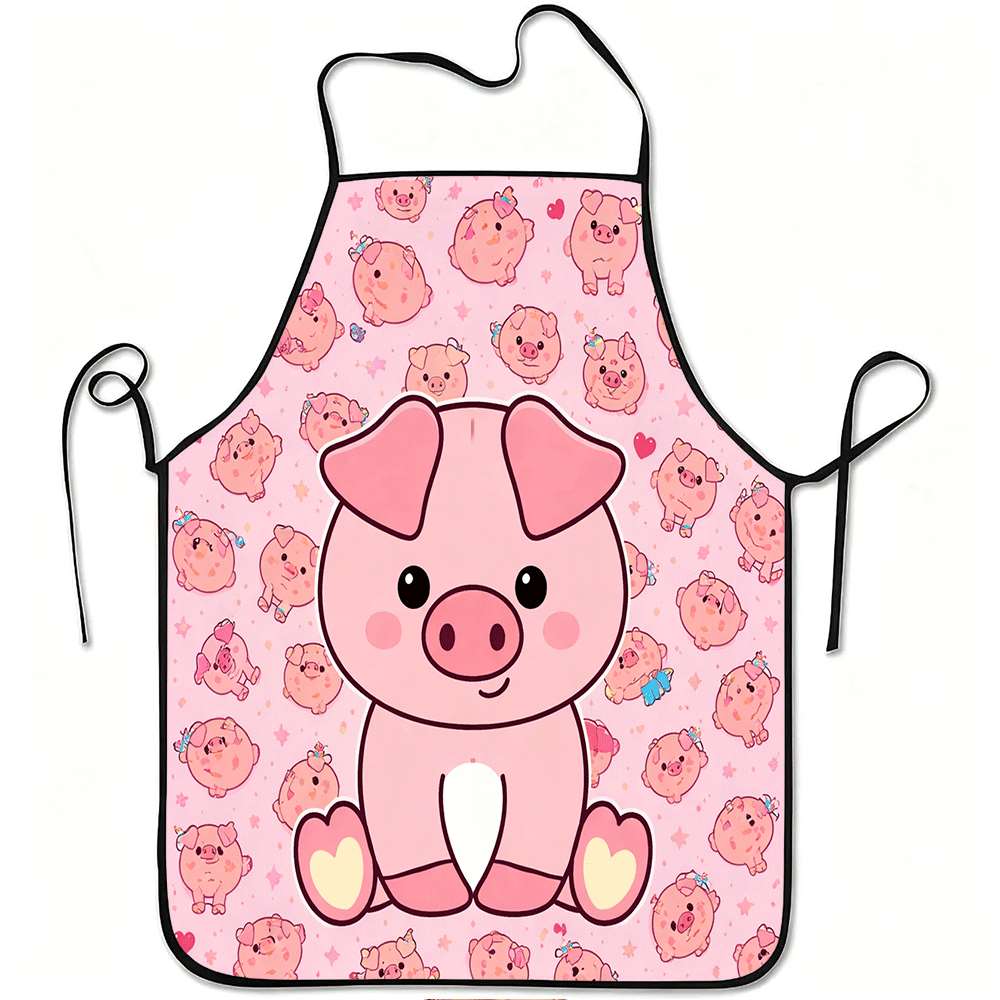 Home Cooking Cafe - 楽しい動物をテーマにしたエプロン1枚、キュートで甘いピンクの子豚のレトロデザインエプロン、ユニセックス、クラフト、ベーキング、絵画、キッチンや家庭の掃除、家庭料理、シェフ、ウェイター、カフェ、バーベキューに最適なエプロン、21。 7× 28. 7インチ、家族や友人への完璧なホリデーギフトアイデア