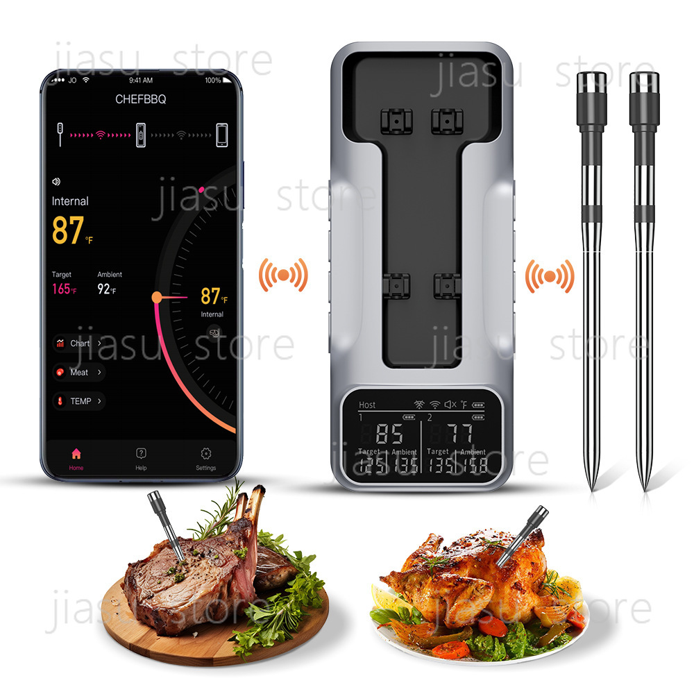 Home Cooking App - 2026年改良版Bluetooth BBQ温度計、家庭用オーブン調理用アプリ付きワイヤレス食品/肉用温度計