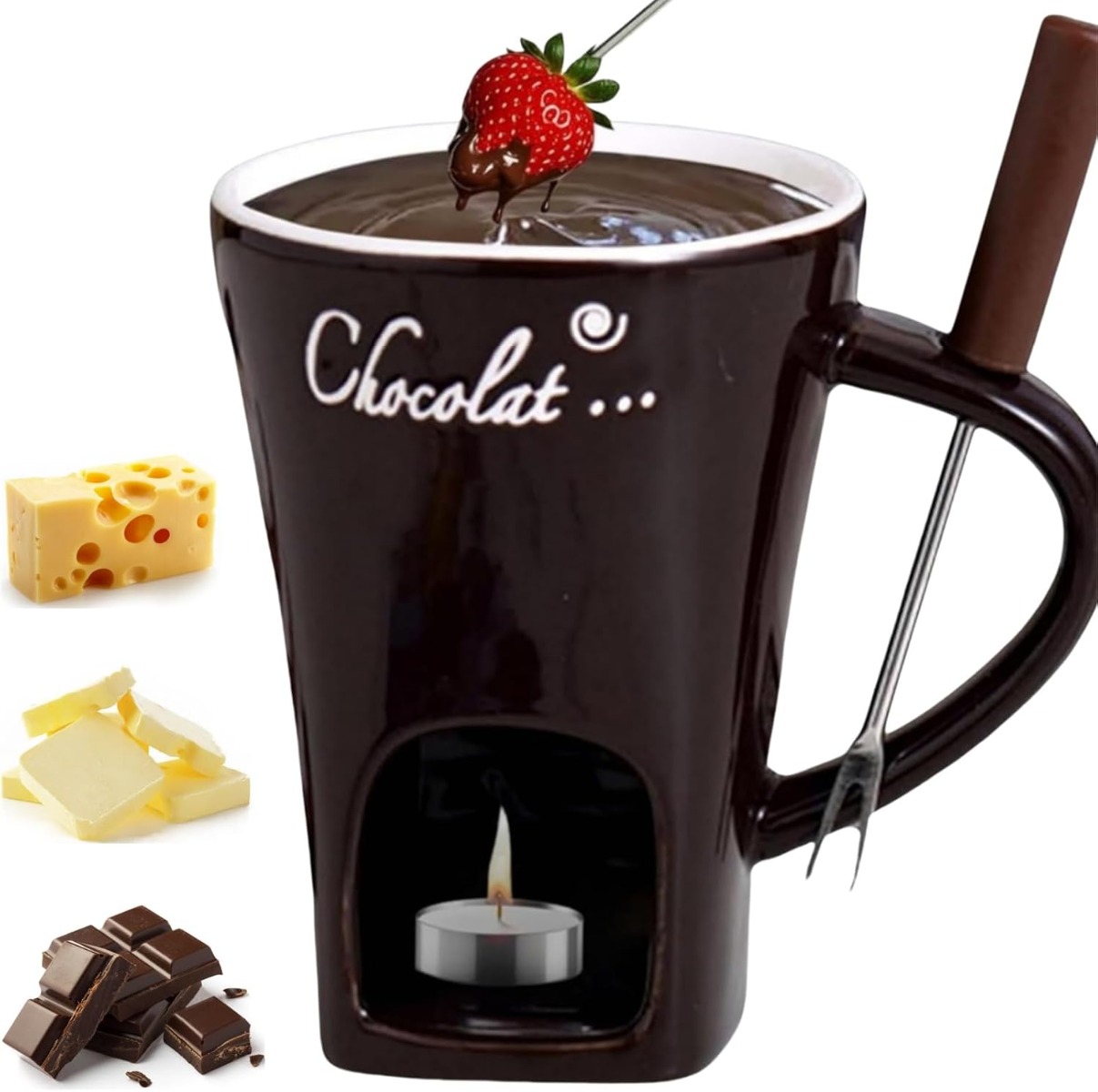 Fondue Pot Ceramic - セラミック多機能チョコレートフォンデュマグカップ磁器製メルティングポットチーズキャラメルバターチョコレート家庭用キッチンアクセサリー