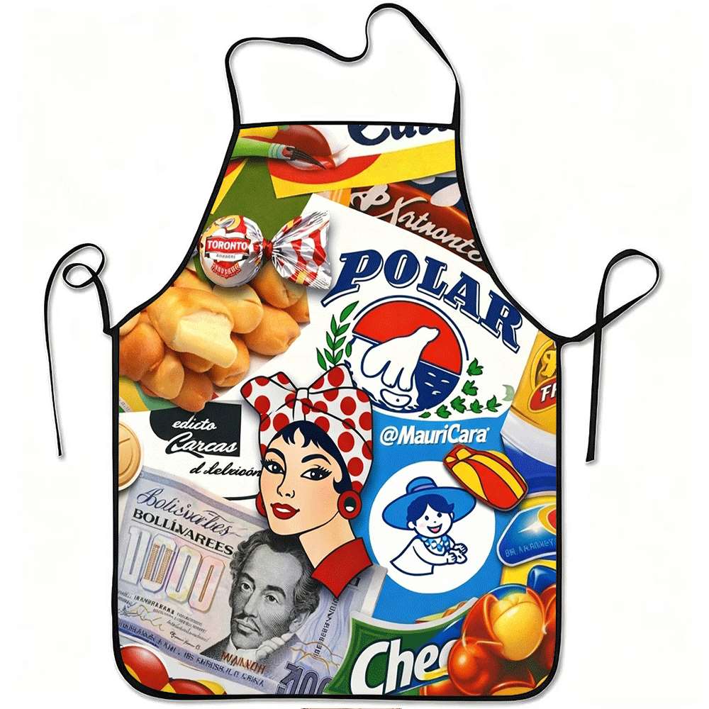 Home Cooking Cafe - ベネズエラの文化をテーマにした楽しいエプロン1枚。ビール、キャンディー、タコス、お金の紙幣のデザインが特徴です。ユニセックス、工芸、ベーキング、絵画、キッチンや家庭の掃除、家庭料理、シェフやウェイターのエプロン、カフェ、バーベキューレストランに最適です。21。 7× 28. 7インチ、家族や友人への完璧なホリデーギフト