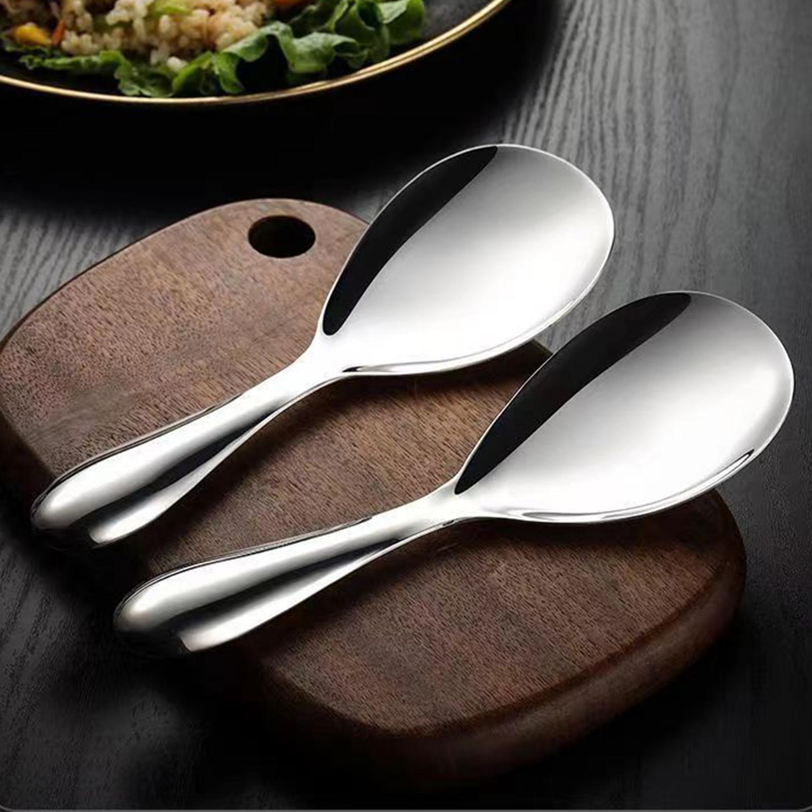 Home Cooking Meals - ステンレス鋼ライススプーンパドル 20.5x7cm ライスサービングスプーン ノンスティックキッチンスパチュラ 耐熱家庭用調理器具