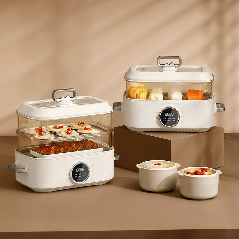 Home Cooking Fast Foods - 10L 3-in-1 電気蒸し器 - 多機能調理鍋 (ベビーフードスチーマー、レストラン/家庭用、急速加熱、BPAフリー)