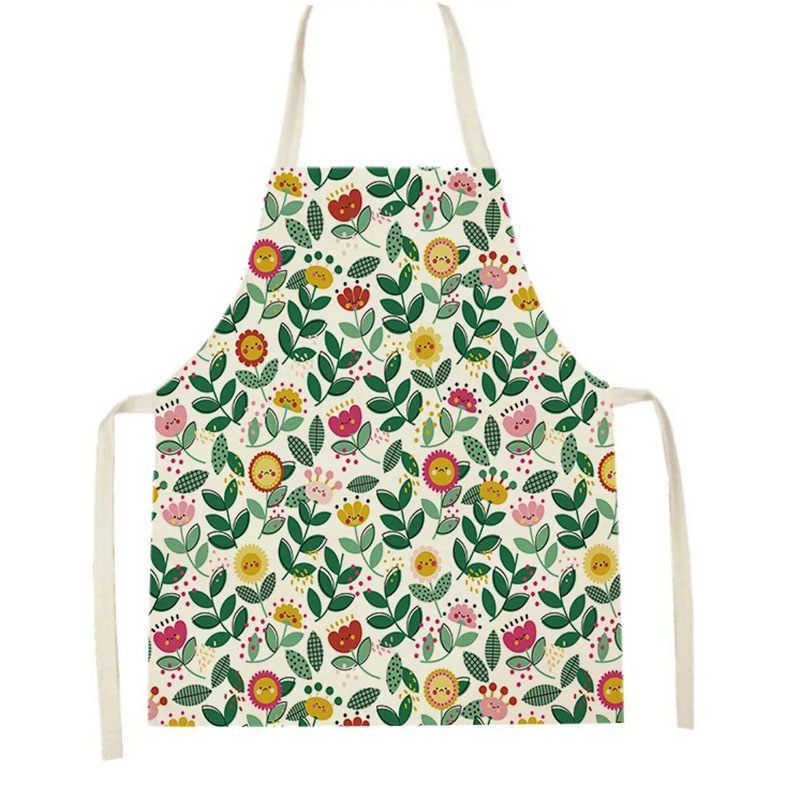 牧歌的な花柄プリントエプロン綿リネン女性キッチン調理ベーキン - Home Cooking Cafe のレビューと価格