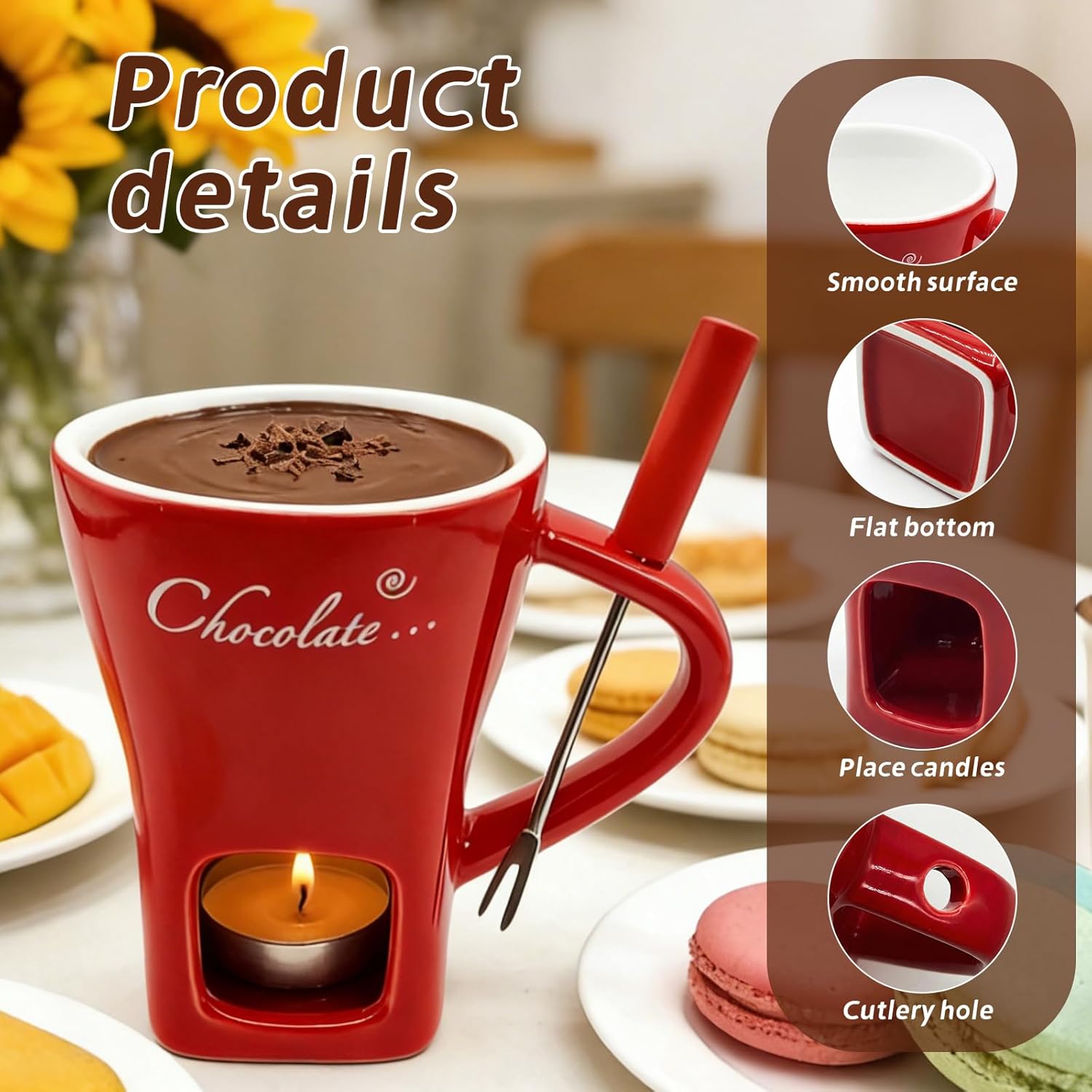 セラミックチョコレートメルティングフォンデュマグ バターウォ - Fondue Pot Ceramic のレビューと価格