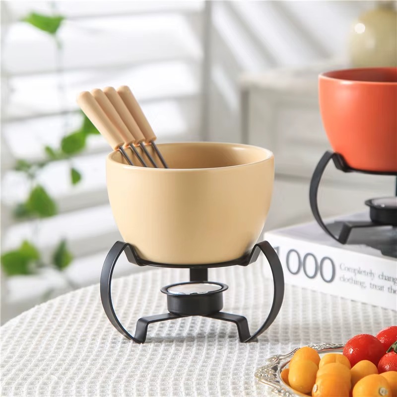 環境に優しいセラミックボウルと4本のマッチングフォーク付き。 - Fondue Pot Ceramic のレビューと価格