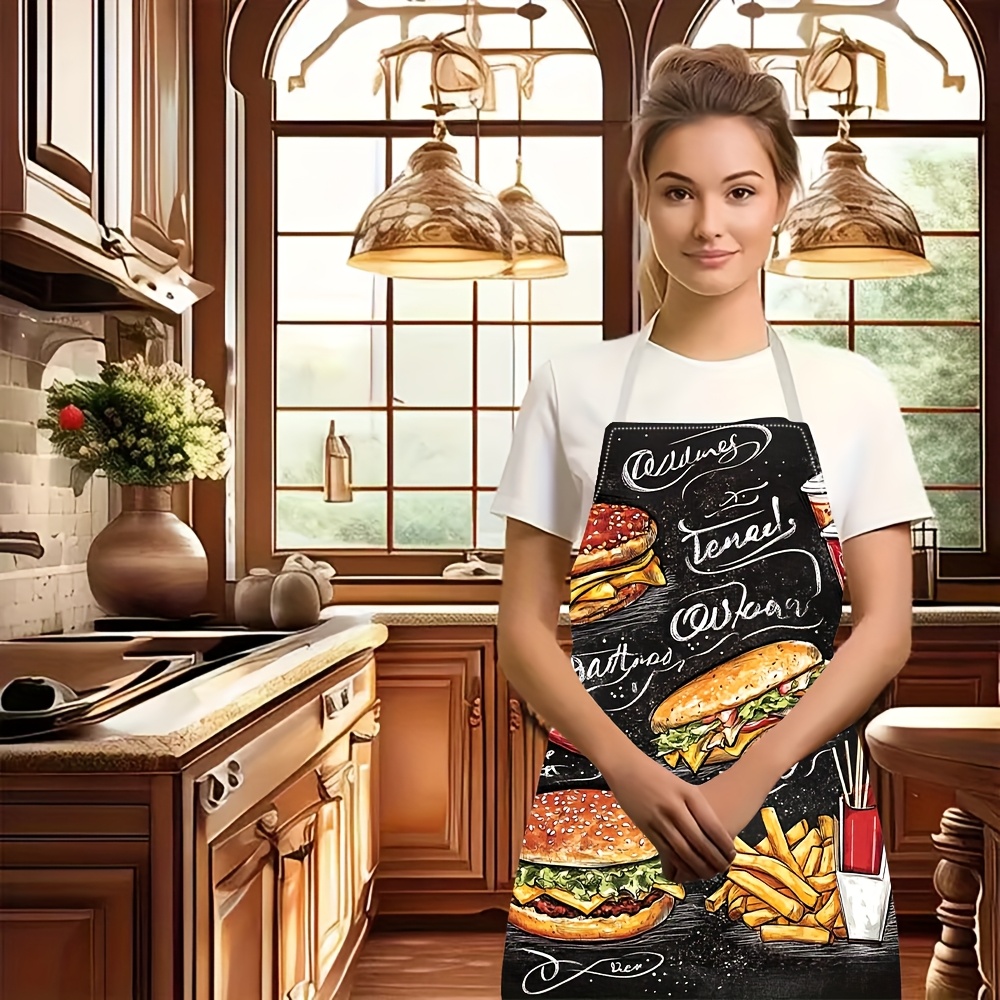 1pc 黒板ファーストフードバーガーグラフィティエプロンリネ - Home Cooking Fast Foods のレビューと価格