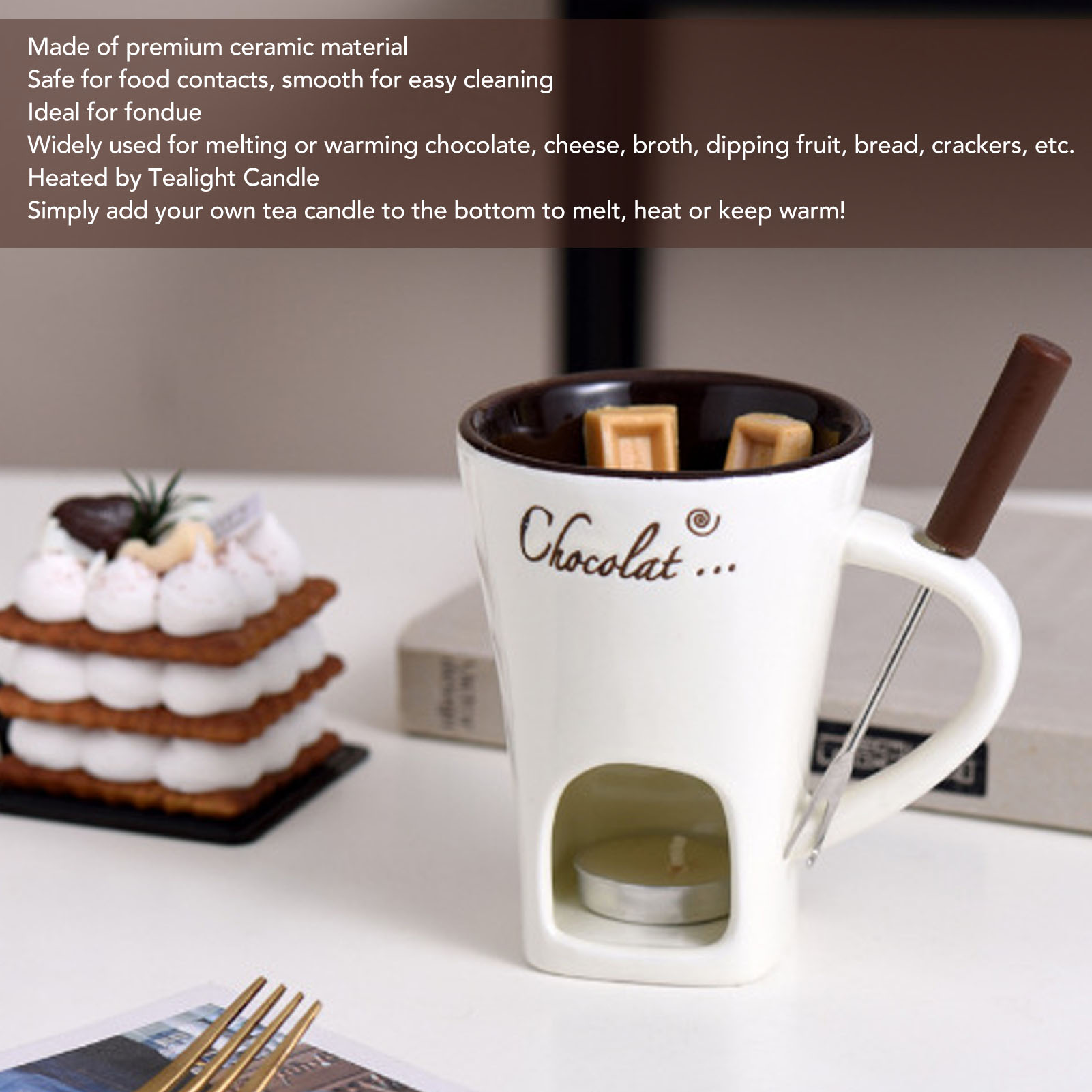 チョコレートメルティングフォンデュマグ セラミックウォーマー - Fondue Pot Ceramic のレビューと価格