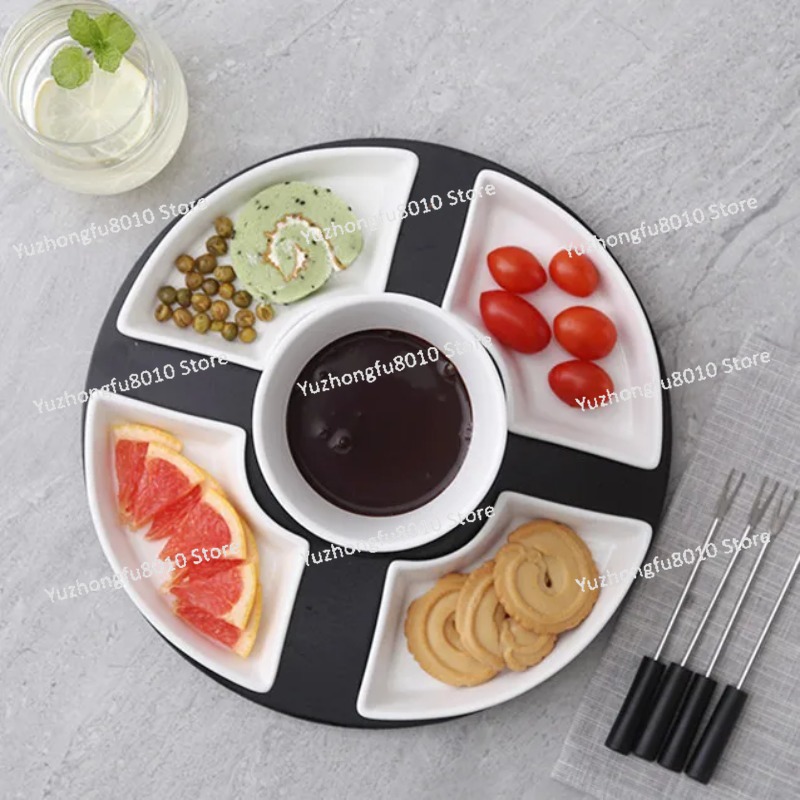 白い釉薬をかけたセラミック製チョコレートフォンデュポットセッ - Fondue Pot Ceramic のレビューと価格