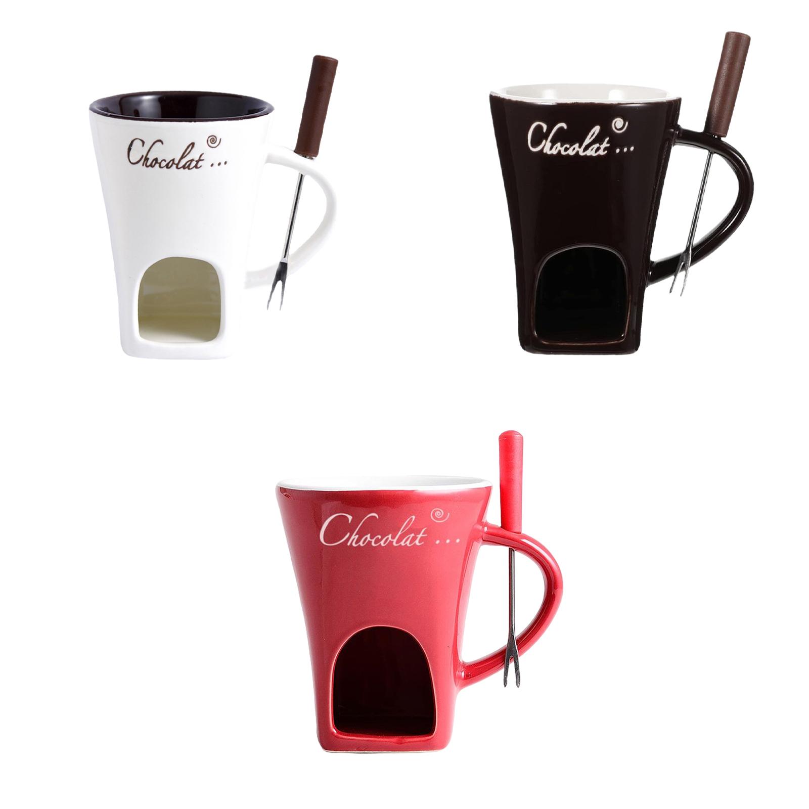 チョコレートフォンデュカップ セラミックマグセット フォーク - Fondue Pot Ceramic のレビューと価格