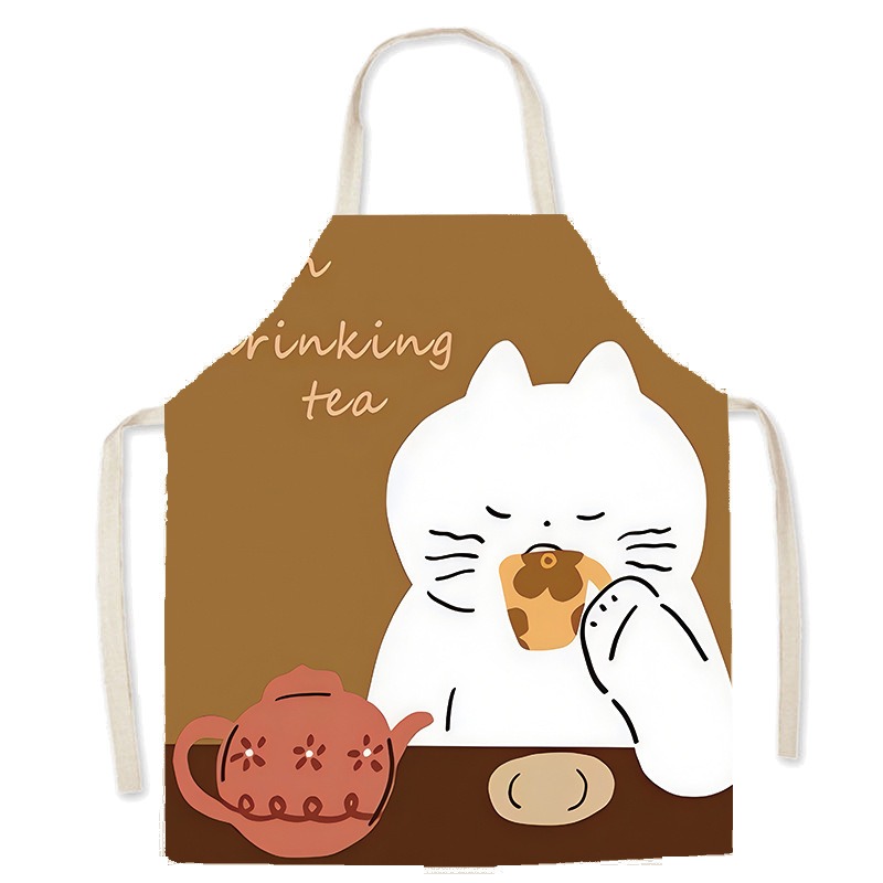 かわいい白猫プリントエプロン居心地の良いコーヒーティータイム - Home Cooking Cafe のレビューと価格