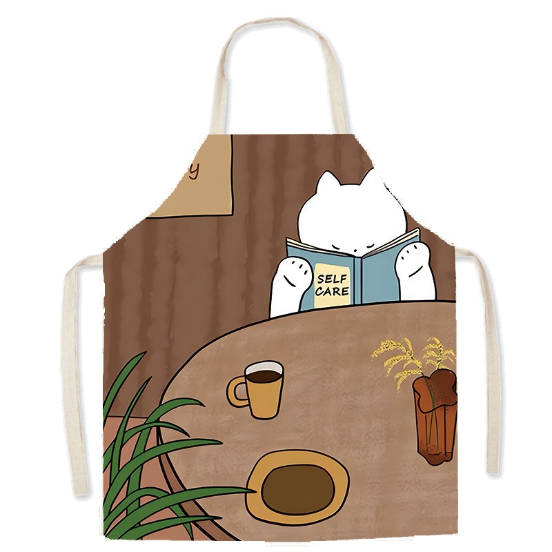 かわいい白猫プリントエプロン居心地の良いコーヒーティータイム - Home Cooking Cafe のレビューと価格
