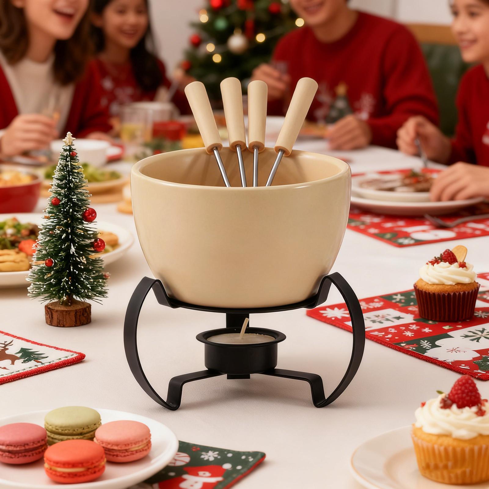 450mlミニセラミックフォンデュマグセット、フォーク付き、 - Fondue Pot Ceramic のレビューと価格
