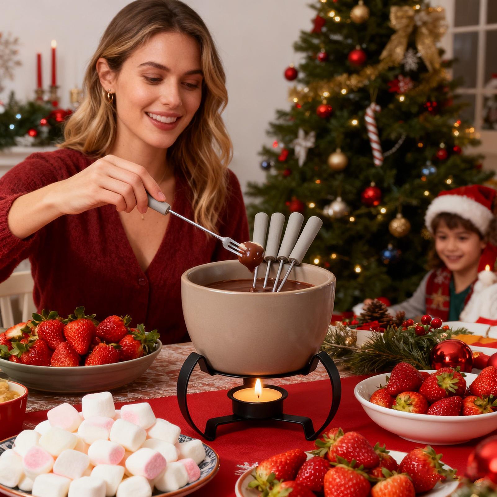 450mlミニセラミックフォンデュマグセット、フォーク付き、 - Fondue Pot Ceramic のレビューと価格