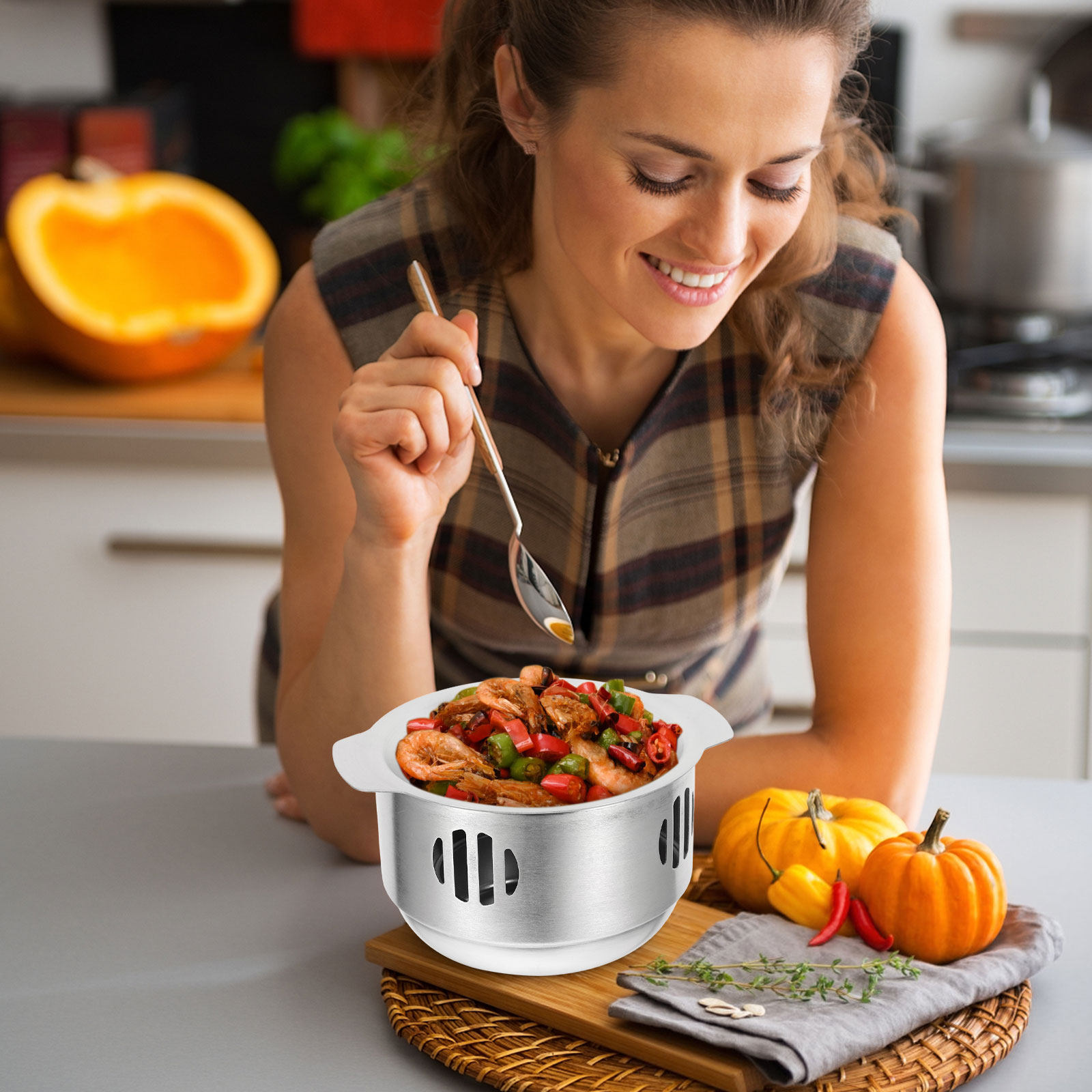 1セットの食品加熱ポット、ストーブ付きステンレス製ストックポ - Home Cooking Fast Foods のレビューと価格