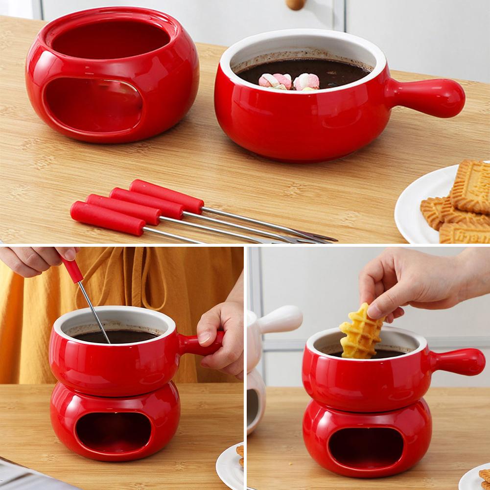 チョコレートフォンデュカップセラミックフォーク付きティーライ - Fondue Pot Ceramic のレビューと価格