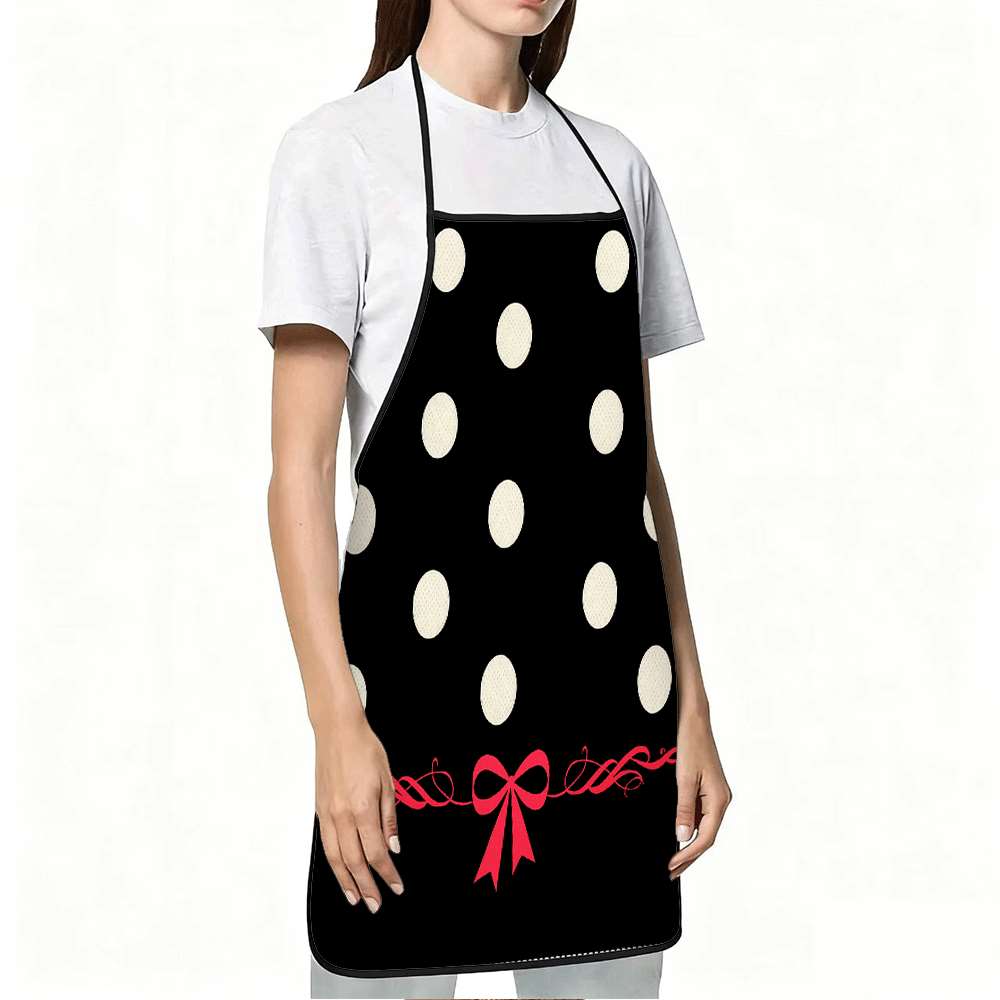 シンプルでクラシックなテーマのエプロン1枚、黒と白の水玉模様 - Home Cooking Cafe のレビューと価格