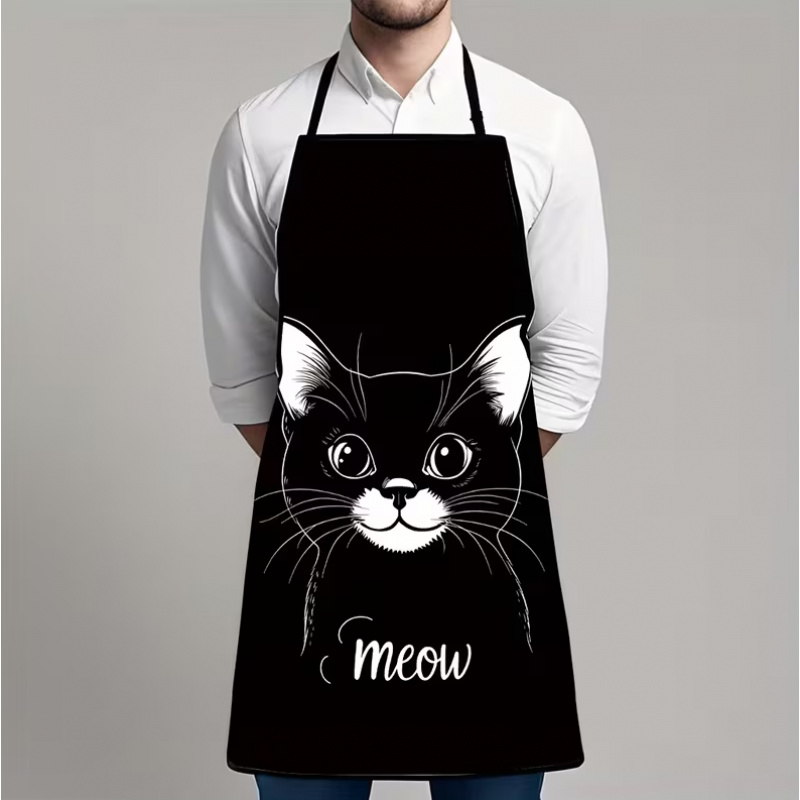 楽しい動物をテーマにしたエプロン1枚、かわいい黒猫「ニャー」 - Home Cooking Cafe のレビューと価格