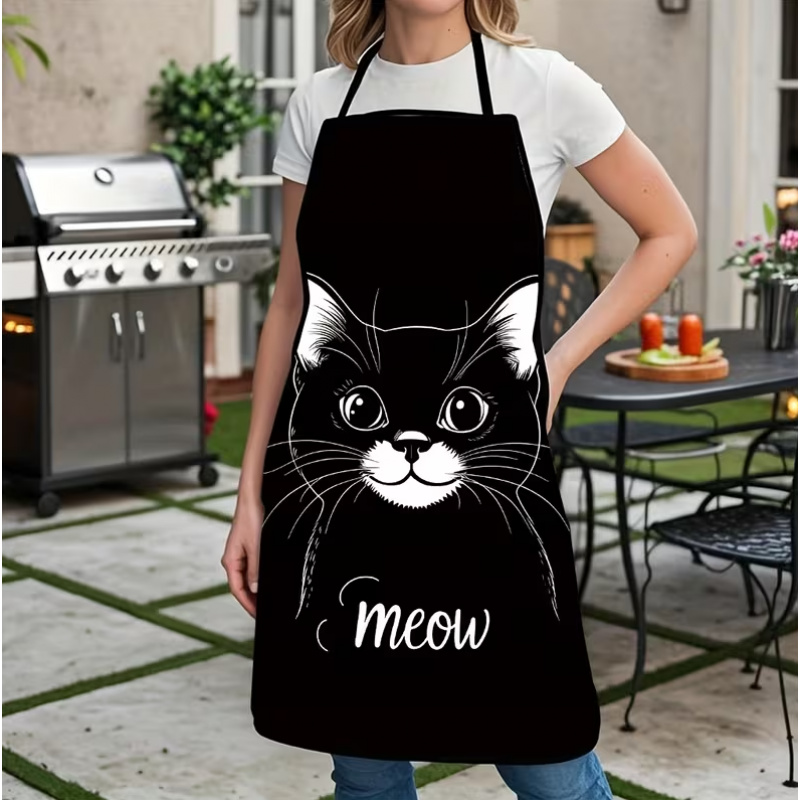 楽しい動物をテーマにしたエプロン1枚、かわいい黒猫「ニャー」 - Home Cooking Cafe のレビューと価格