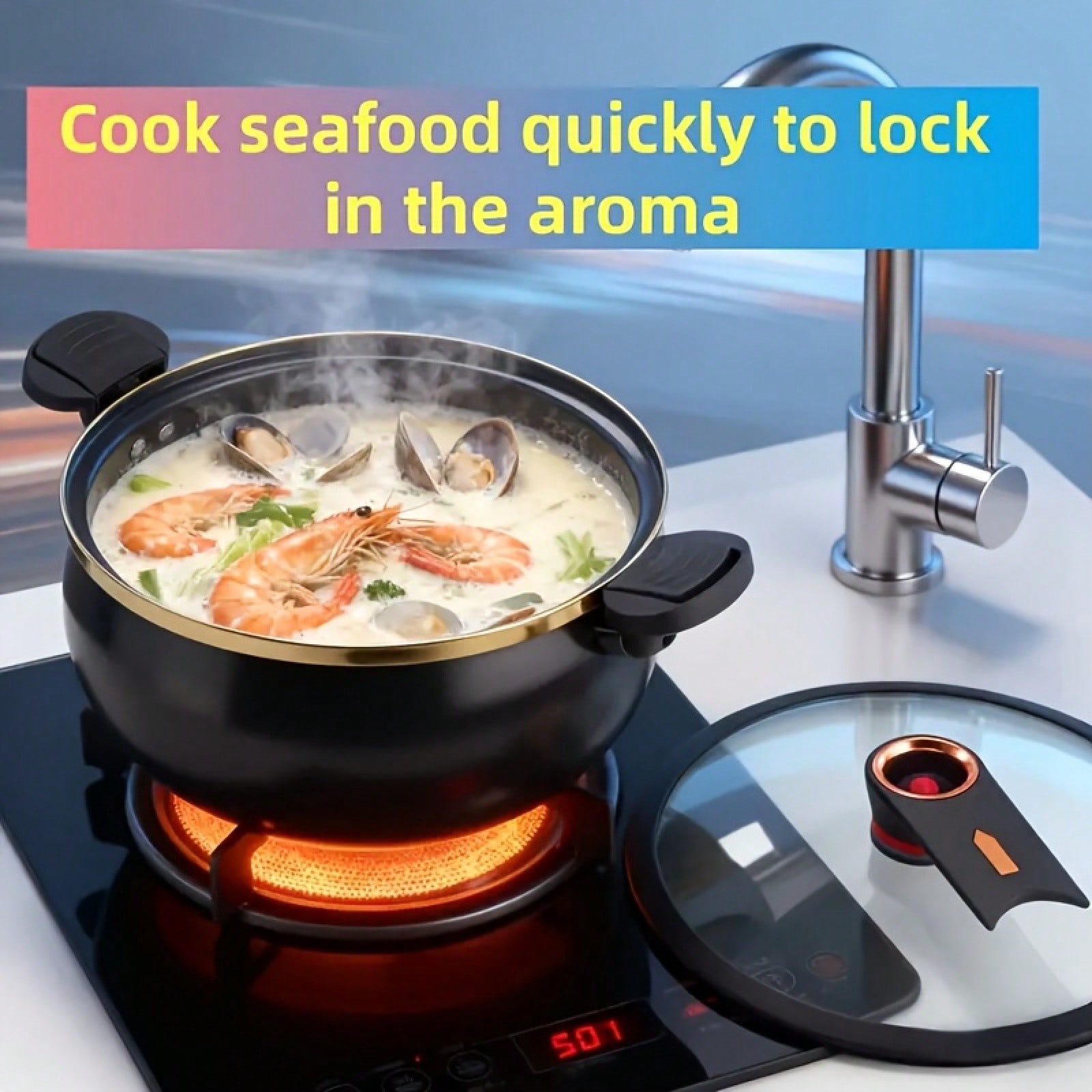 1個入り大型8.45QTノンスティックシチューポット、ツイス - Home Cooking Fast Foods のレビューと価格