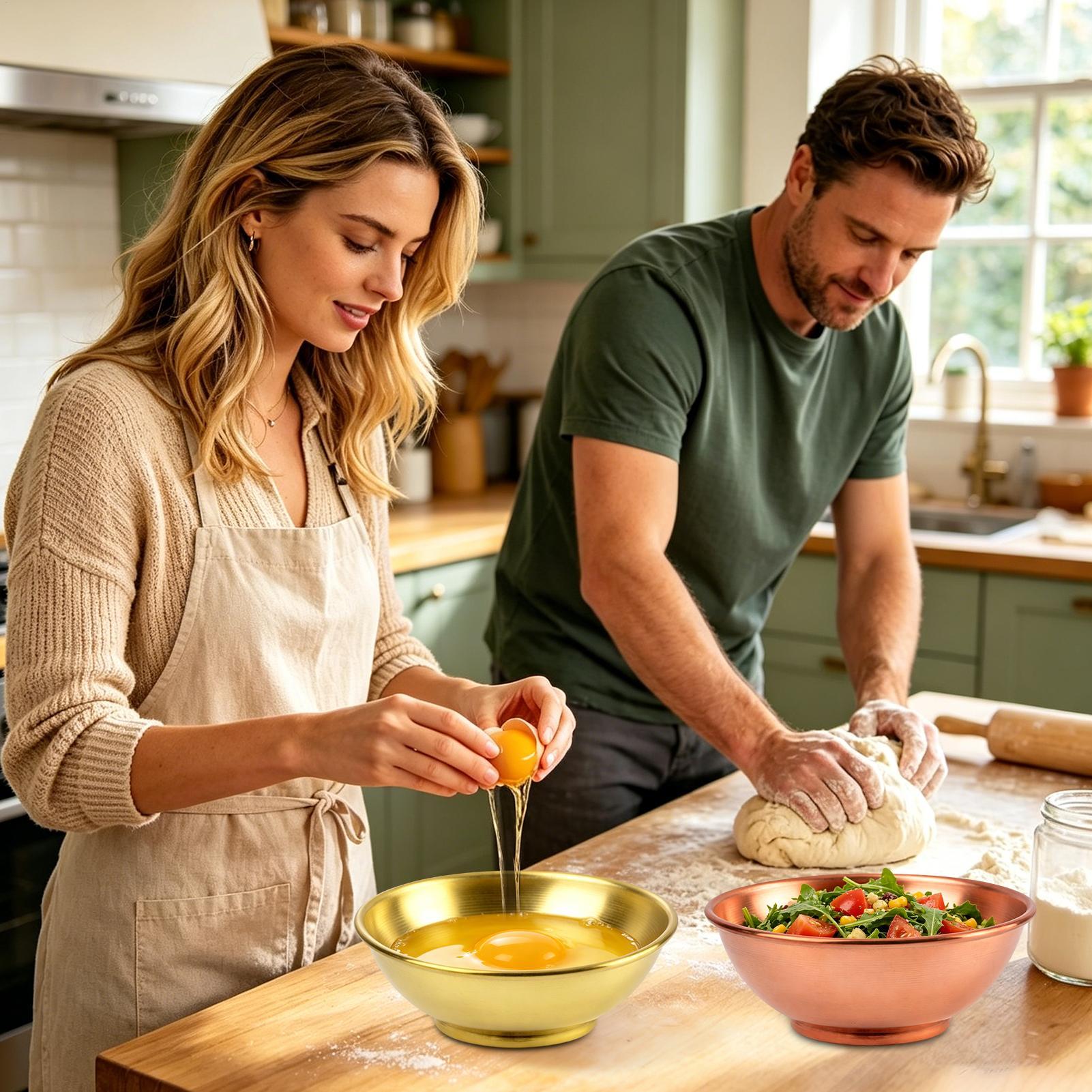 銅製ボウル 大型保存容器 サラダ用銅製皿 家庭用サービング  - Home Cooking Kitchen のレビューと価格