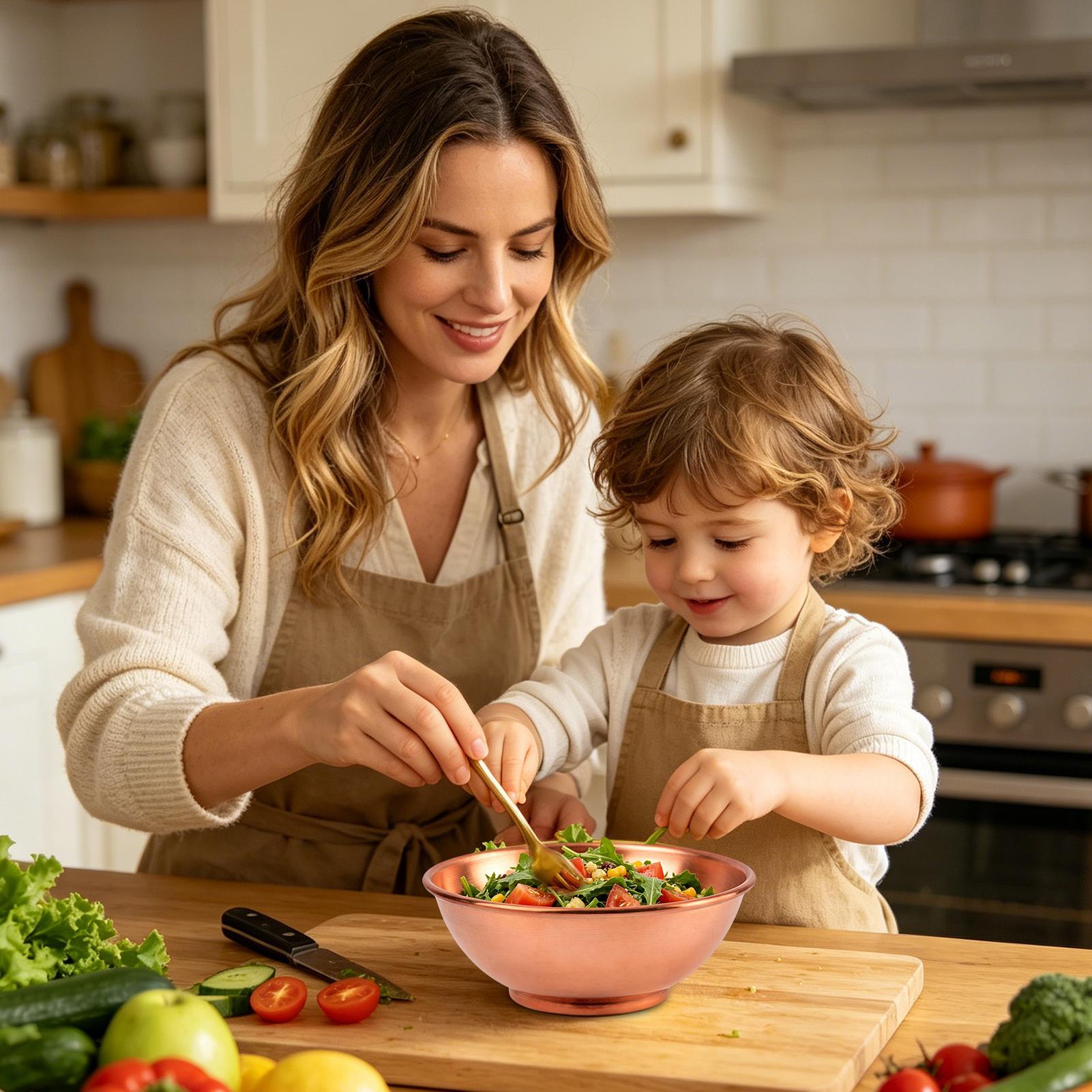 銅製ボウル 大型保存容器 サラダ用銅製皿 家庭用サービング  - Home Cooking Kitchen のレビューと価格