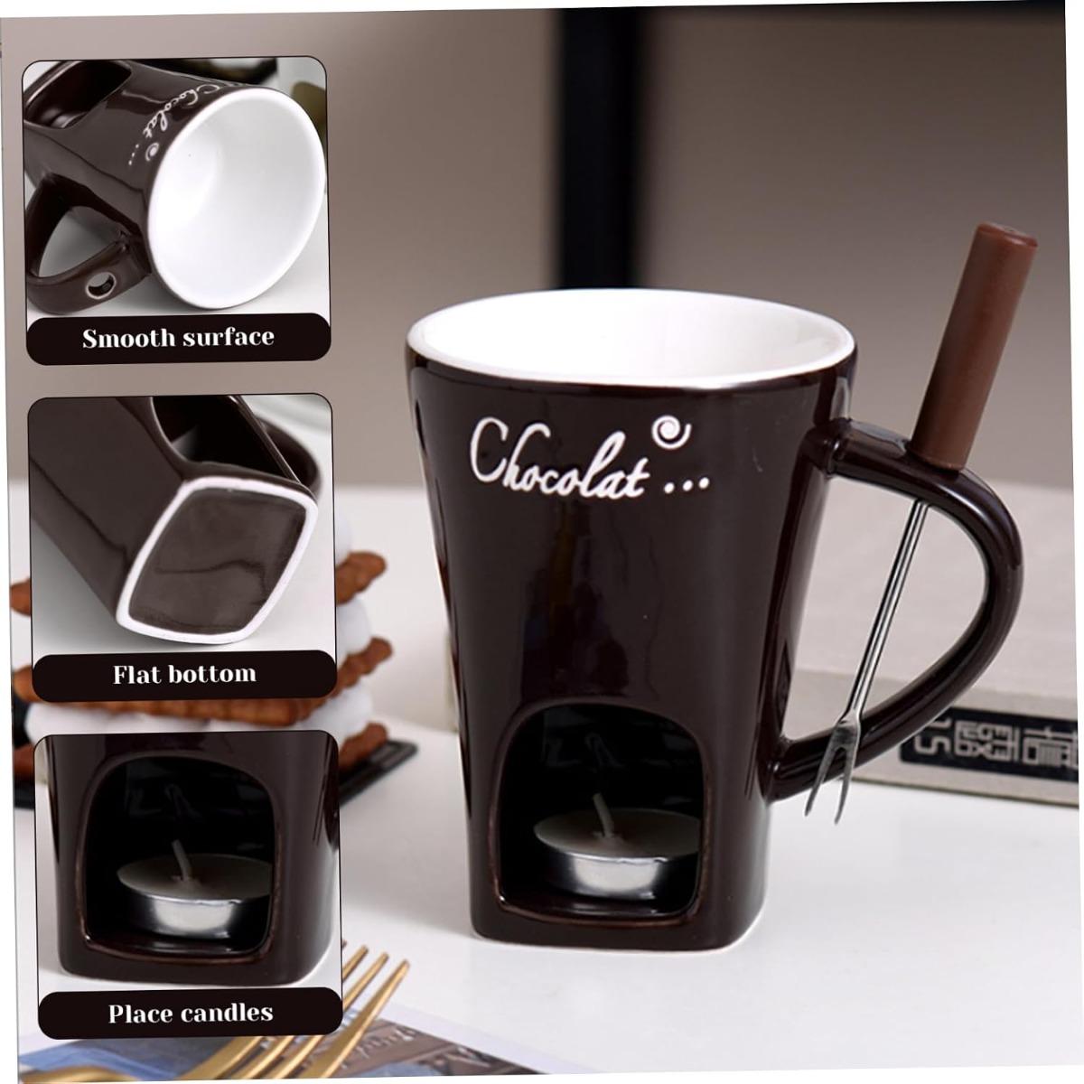 セラミック多機能チョコレートフォンデュマグカップ磁器製メルテ - Fondue Pot Ceramic のレビューと価格