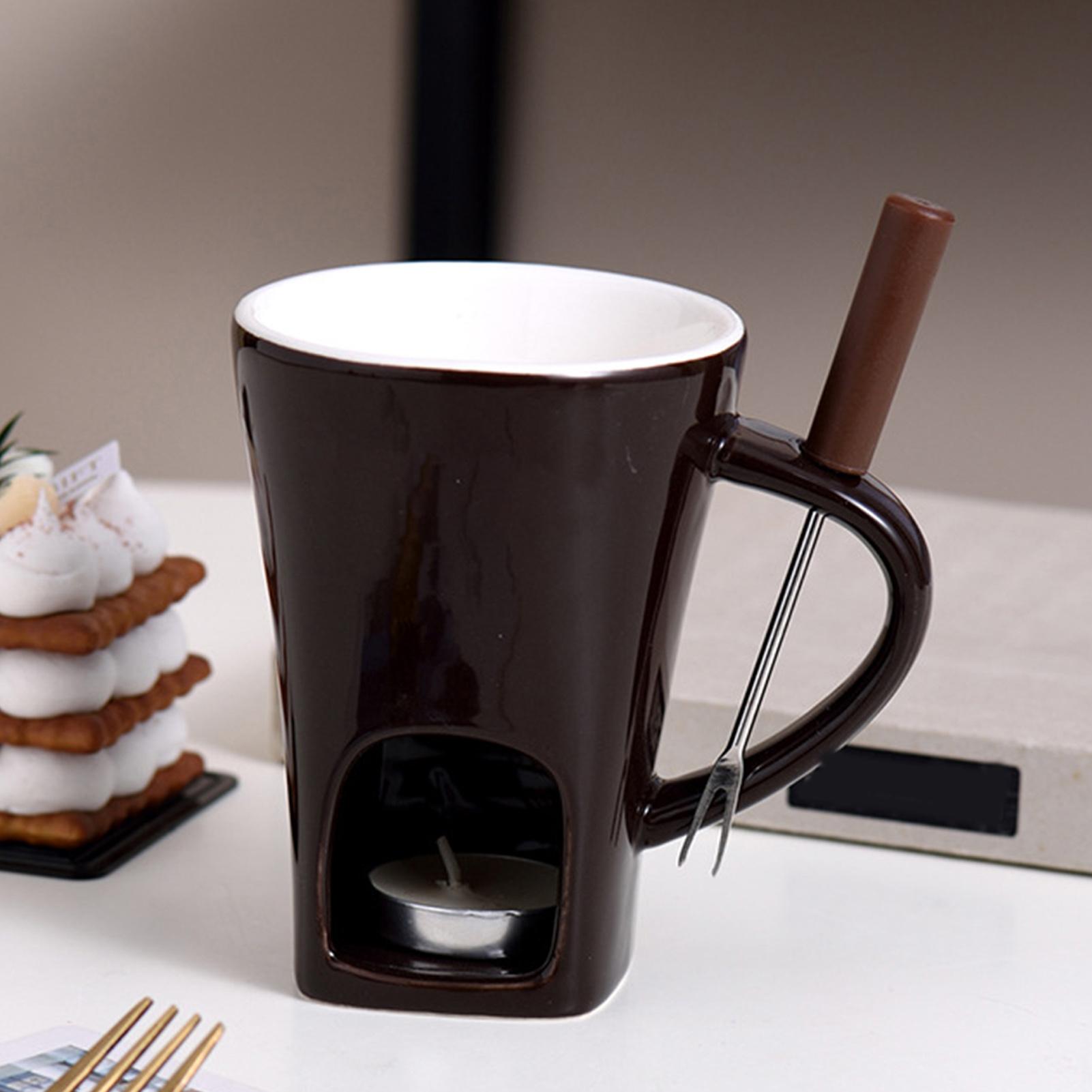 ミニチョコレートフォンデュマグセット、フォークとキャンドル付 - Fondue Pot Ceramic のレビューと価格