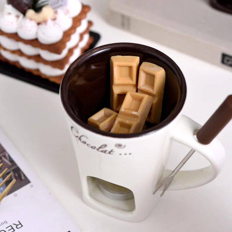 フォーク付きのとろけるカップ,チョコレート用のとろけるカップ - Fondue Pot Ceramic のレビューと価格
